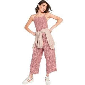 Old Navy Smocked Cami Jumpsuit Ruffled Square Neck Ditsy Floral Print Med